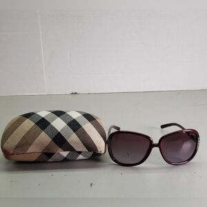 Burberry Burgundy Sunglasses with Checkered Case